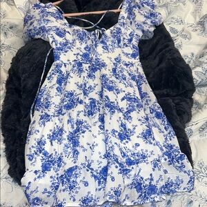 Floral Blue and White Teen Dress